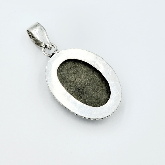 Apache Pyrite Druzy Pendant Hand Crafted 925 Sterling Silver Overlay - Picture 6 of 7
